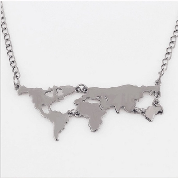 Silver World Map Necklace 🌎 - Picture 5 of 5